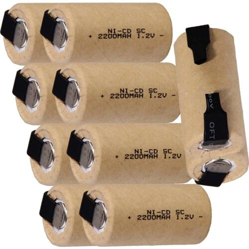 10 pcs SC 2200mah 1.2v battery NICD rechargeable 4.25cm*2.2cm for electric screwdriver for electric drills batteries