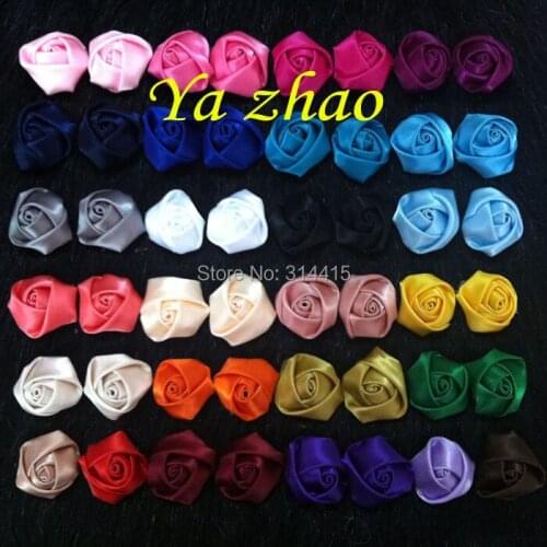 0.8" Mini satin rolled rosette, satin rose flower, DIY Hair flower 130pcs/lot 26 color free shipping