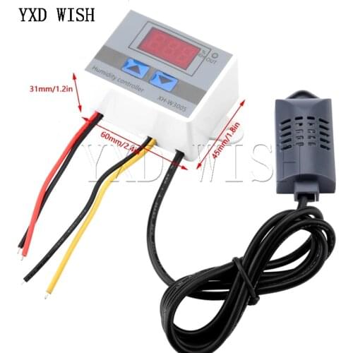 W3005 110V 220V 12V 24V Digital Humidity Controller instrument Humidity Control Switch Hygrostat SHT20 Humidity Sensor