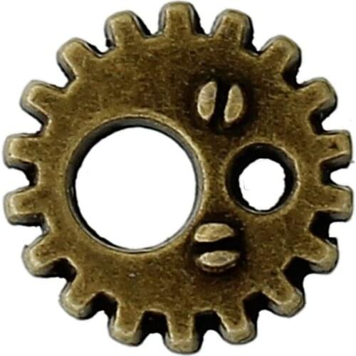 DoreenBeads Men Fashion Jewelry Zinc Alloy Steampunk Charms Pendants Embellishments Findings Gear Antique Bronze 12mm, 100 PCs