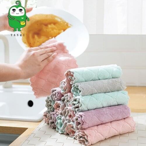 Dual-sided strong absorbent cleaning cloths dry and wet dual-purpose dishcloth scouring pad