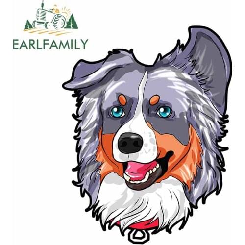 EARLFAMILY 13cm x 10.1cm For Australian Shepherd Dog Anime Car Stickers Sunscreen Decal Graffiti Sticker Vinyl Material Decor