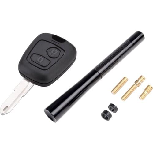 1Pcs Car Remote Key Shell 2 Button & 1Pcs Universal 5 Inch 120Mm Black Antenna Carbon Fiber AM/FM Aerial