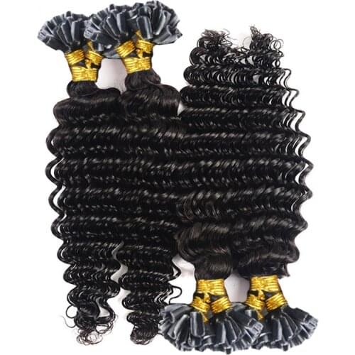 Deep Curly U Tip Hair Extensions 100 Strands For Women Peruvian Human Hair Extensions Natural Color #2 #4