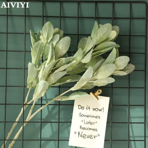Artificial Flower Long Branch Stachys Leaves Fake Flowers Green Plant Decoration Wholesale Interior Decoration Wedding Christmas
