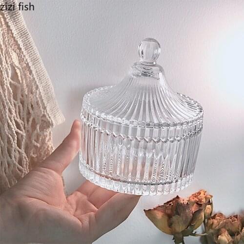 Creative Aromatherapy Candle Cup Crystal Glass Jar Candy Jar Small Jewelry Storage Box Candle Holder Kitchen Storage Container