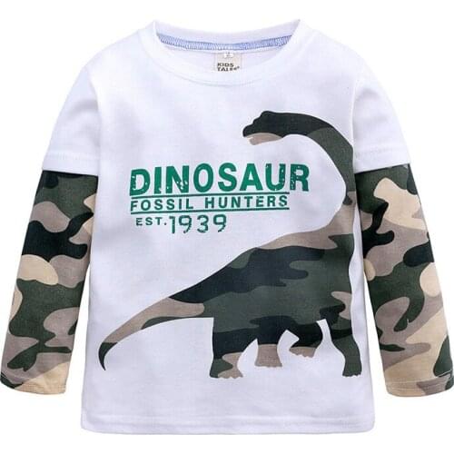 Hot fashion Children Kids Baby Boys Cartoon Dinosaur Camo Long Sleeve T Shirt Tops Outfits