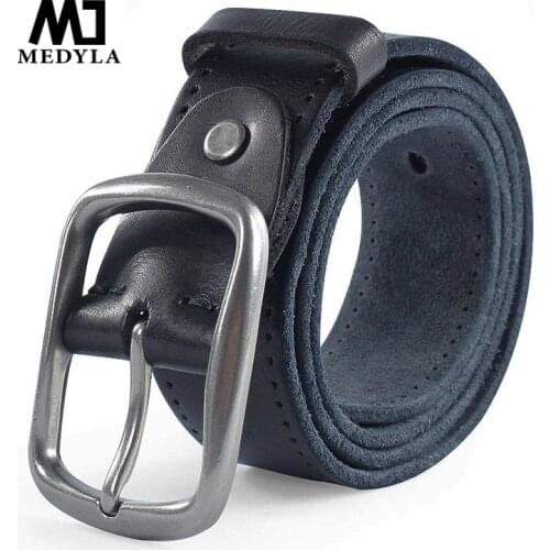 MEDYLA New Brand Leather Belts For Men Casual pants jeans Leather Soft High Quality Genuine Leather Mans Belt MD507 Dropship