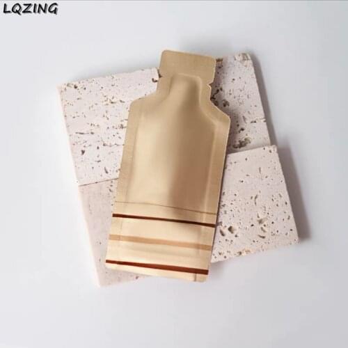 100pc Gold Stripe Foil Bags Honey Liquid Self Seal Zipper Mylar Bag Powder Packaging Smell Proof Zip Lock Pouches Small Capacity