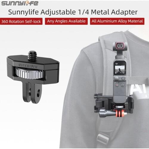 1/4 GoPro Metal Adapter 360 Rotation Adjustable Aluminium Alloy Adapters for DJI Pocket 2/for Insta360 One X2/SLR Camera
