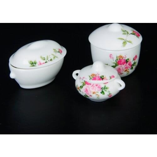 1/12 Dollhouse Miniature Dining Ware 1:12 Scale, Casserole Pot Bowl with Lids, for Doll House Kitchen Dining Room Decor