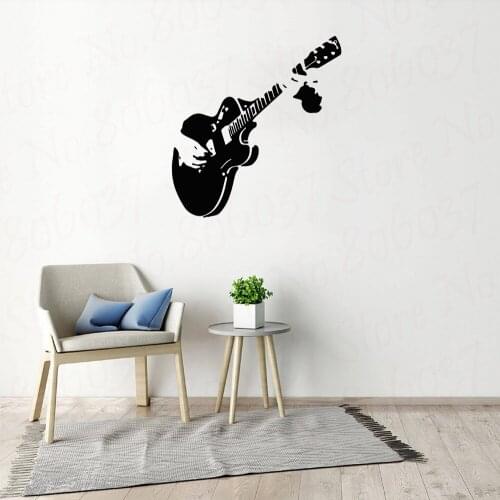 Music guitar Wall Stickers Living room Restaurant Showcase For Home Decoration Mural Art Decals carved stickers WL1470