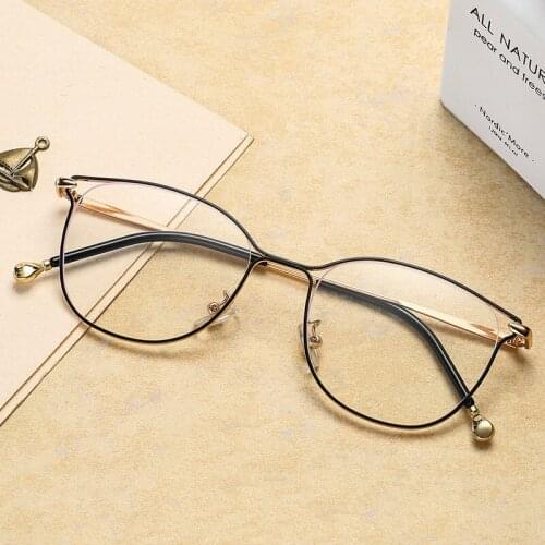 Latest fashion large square female eyewear frame for mens prescription optical metal eyeglasses frames AB040