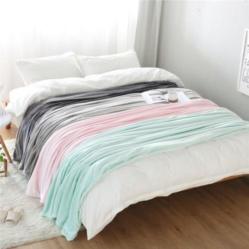 Pure Color Blanket Sofa Cover Polyester Super Soft Spring And Autumn Bed Sheet Shawl Air Conditioning Aircraft Blanket