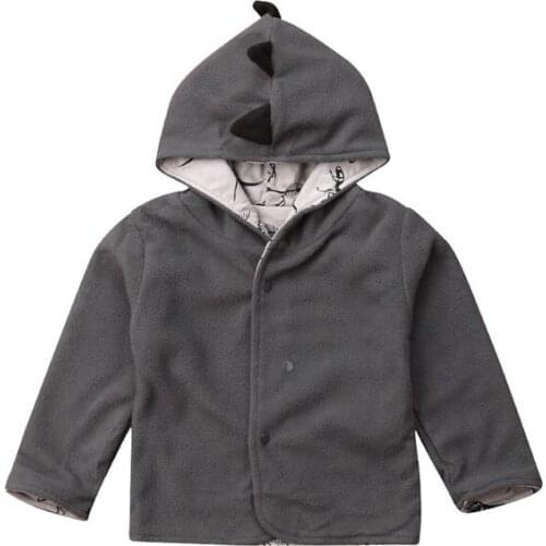 Toddler Baby Boy Coat Girl Kid Clothes Hooded Top Autumn Outerwear Dinosaur Print Jacket Children Clothing 1-4T