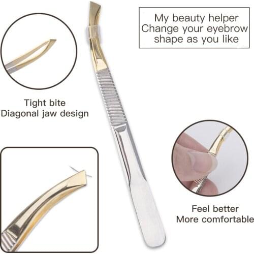 Eyebrow Tweezers Clip Piler Professional Sharp Slanted Tight Facial Hair Remover Clip Stainless Steel Clip Durable Makeup Tool