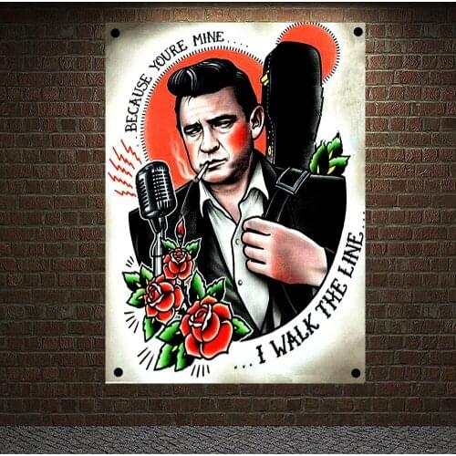 BECAUSE YOU'RE MINE. IWALK THE LINE Vintage Tattoo Banners Canvas Painting Wall Art Print Posters Home Decor Mural Hanging Flag