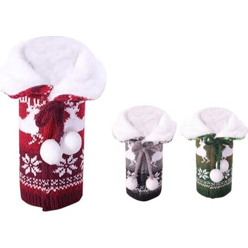 Christmas Elk Sweater Wine Bottle Cover, Reusable Wine Bottle Cover For Holiday Party Christmas Table Home Decoration