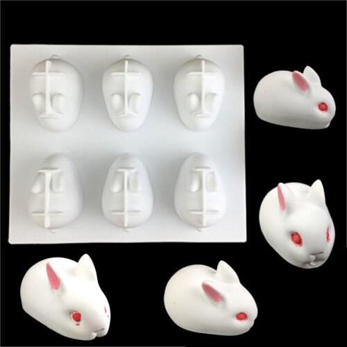 6 Even Small Rabbit Mousse Cake Silicone Mold 3D Rabbit Ice Cream Chocolate Silicone Molds Baking Mold Easter Decoration
