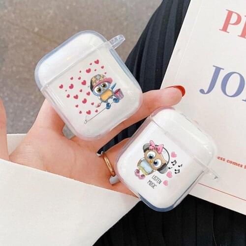 Cute cartoon owl Air Pods Case for Airpods 1 2 Wireless bluetooth Cover for Airpods Soft TPU Clear Earphone Cover Capa