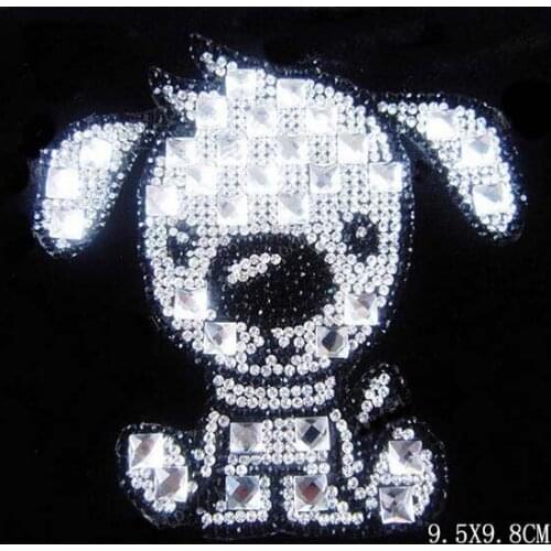 Little dog pattern hot fix rhinestone iron on transfers designs patches for bag shoes cap