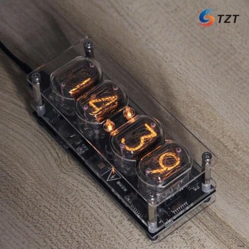 TZT IN-12 Glow Tube Clock Fluorescent Nixie Clock 6/225 Colors Light Display Time Date (with/without Tubes)