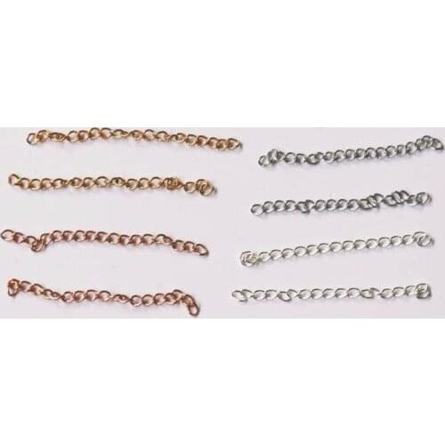 20Pcs 304 Stainless Steel Gold Silver 5cm Length Extend Chain 0.6x3x4mm Necklace Tail Extension Chains for DIY Jewelry Making