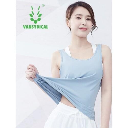 Vansydical Sleeveless Running Vest Sport Singlet Women Athletic Fitness Sport Tank Tops Gym Training Yoga Running Jogging Shirts