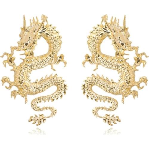 Chinese Dragon Dangle Earrings For Women Girls Retro Punk Animal Dragon Totem Statement Earrings Fashion Jewelry Gift