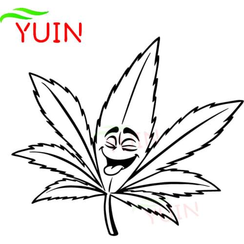 Smile Weed Face Fashion Bumper Sticker Classic Car Window PVC Waterproof Sunscreen Decal Black/White/Red/Laser/Silver