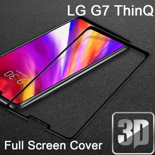 9H 3D Tempered Glass For LG G7 Round Curved Edge Full cover screen protectors Film For LG G7 ThinQ 6.1" Protective film + Cloth