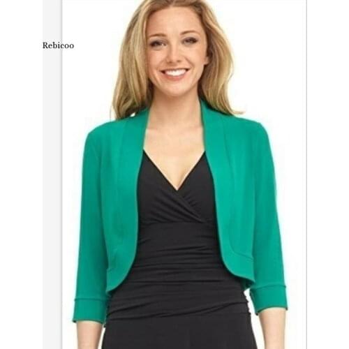 Women Short Shrug Top Big Size Autumn 3/4 Sleeve Cropped Bolero Party Large Feminino Sweater Cardigan Big Size