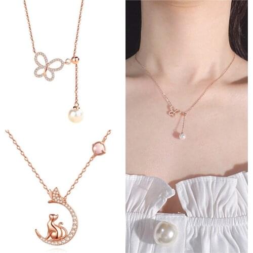 2021 New Fashion Creativity Jewelry Womens Sterling Silver Necklace Varied Butterfly Pendant Chain Trendy Gift Any Collocation