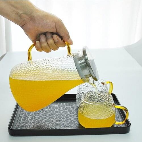 1.5L Glass Teapot Large Capacity Borosilicate Heat Resistant Cold Kettle Coffee Maker Convenient Office Tea Pot RR2111