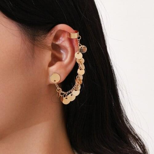 1 Pair Fashion Gold Sequins Stud Earrings for Women Simple Punk Earring Party Jewelry Accessories