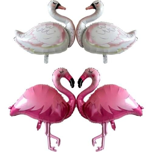 1PC White Elegant Swan Flamingo Foil Balloons Wedding Forest Happy Birthday Party Decoration Baby Shower Cartoon Animals Kid Toy