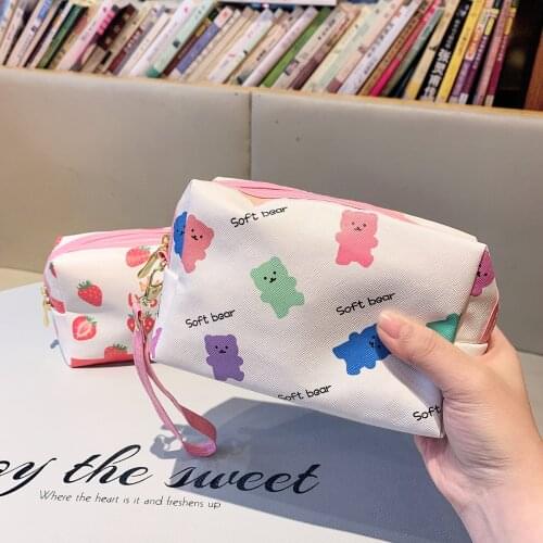1PC Korean Version Of PU Cosmetic Bag Cute Cartoon Toilet Bag Large-Capacity Waterproof Portable Sundries Storage Bag