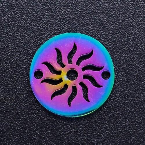 10pcs/lot Rainbow Color Charms Real Stainless Steel Star Sun Love Dream Catcher Connectors Charms for DIY Jewelry Findings