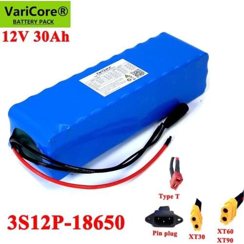 11.1v 12V 30Ah 18650 Lithium Battery Pack 12.6v 30000mah Batteries for Miners Lamp 800W Electric bicycle +3A Charger
