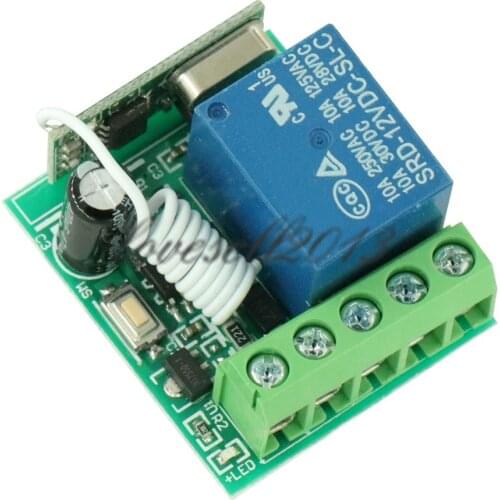 12V 1 Channel 433MHz Wireless Relay Switch Module DC RF Remote Control Switch Heterodyne Receiver Module