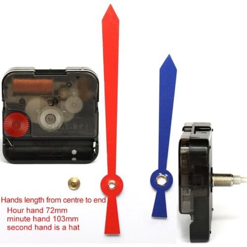 12888 11mm screw length Clock Accessory Quartz Movement Plastic Sweep Movement With 93# Blue and Red Clock Hands DIY Clock Kits