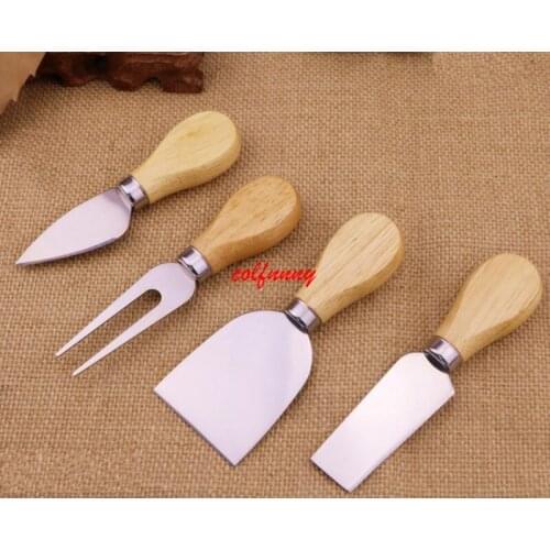 20 sets *4pcs/sets Fast Shipping Knives Bard Set Oak Handle Cheese Knife Kit Kitchen Cooking Tools Useful Accessories F061203