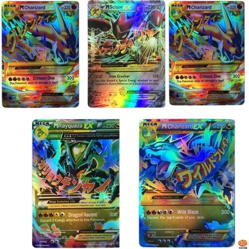 20pcs English Pokemon Flash Card Charmander Pikachu Bulbasaur Collection Card Childrens Toy Holiday Gift