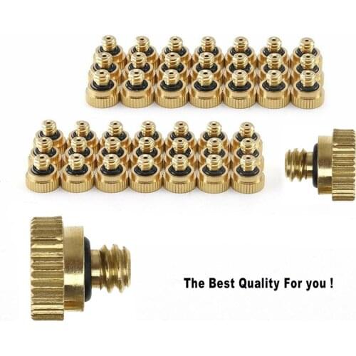 20PCS Threaded Brass Misting Nozzle 0.1-0.8mm Orifice Water Mister Parts Fog Nozzle For Patio Misting System Outdoor Cooling