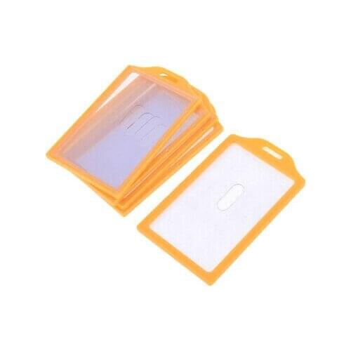 5pcs Yellow Plastic Frame Vertical Slide ID Card Holder 84mm x 52mm