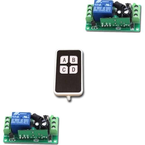 A B C D Key DC9V 12V 24V 1 CH 1CH RF Wireless Remote Control Switch System Waterproof Transmitter and2pcs Receivers Top Quality