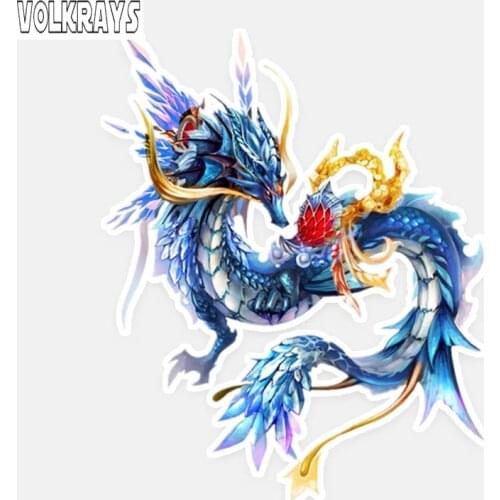 Volkrays Personality Car Sticker Animal Dragon Accessories Reflective Waterproof Sunscreen Cover Scratches PVC Decal,14cm*11cm