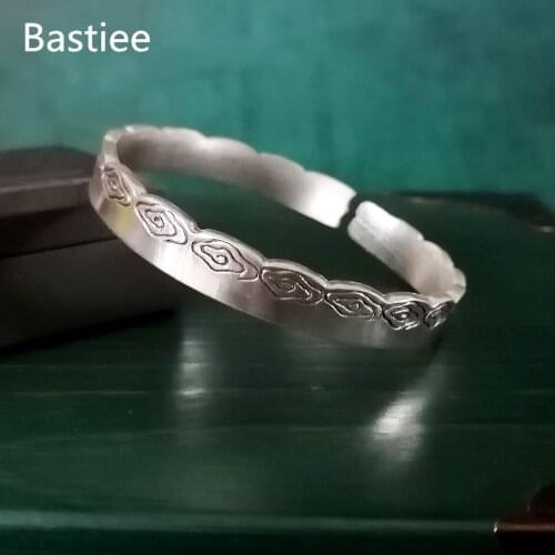 Bastiee Propitious Cloud 999 Silver Men Bangle Bracelet For Women Hmong Handmade Luxury Jewelry Adjustable Bangles Unisex