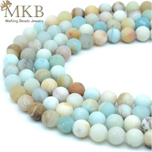 Natural Stone Matte Amazonite Round Beads For Jewelry Making 4 6 8 10 12mm Perles Gem Loose Beads Diy Bracelet Necklace Dropship