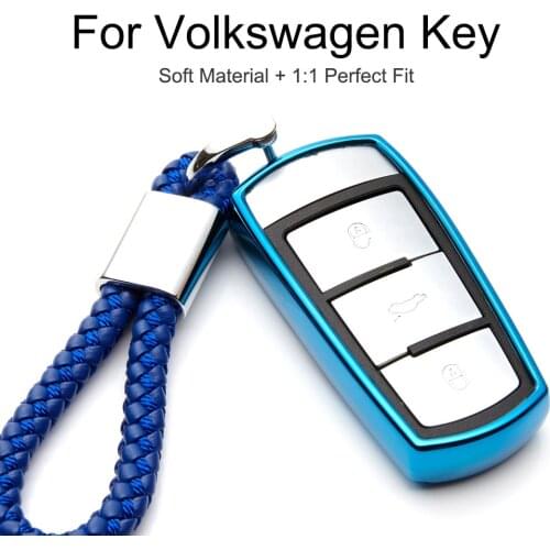 Car Key Case Cover For VOLKSWAGEN CC VW Passat B6 3C B7 Soft TPU Protection Key Shell Chain Car Styling Cover Case Accessories